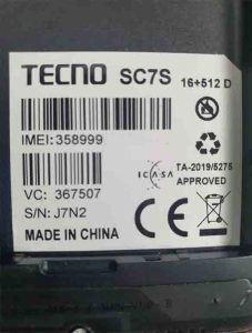 Tecno SC7S Network Unlock File
